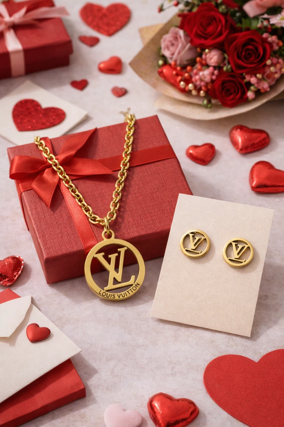 Louis Vuitton Necklace and Earrings Set stainless steel - photo 2