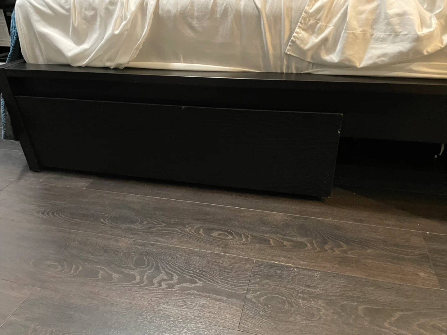 IKEA Malm Black-Brown Queen Bed Frame with Storage Drawer - photo 3