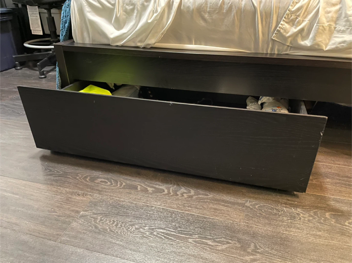 IKEA Malm Black-Brown Queen Bed Frame with Storage Drawer - photo 2