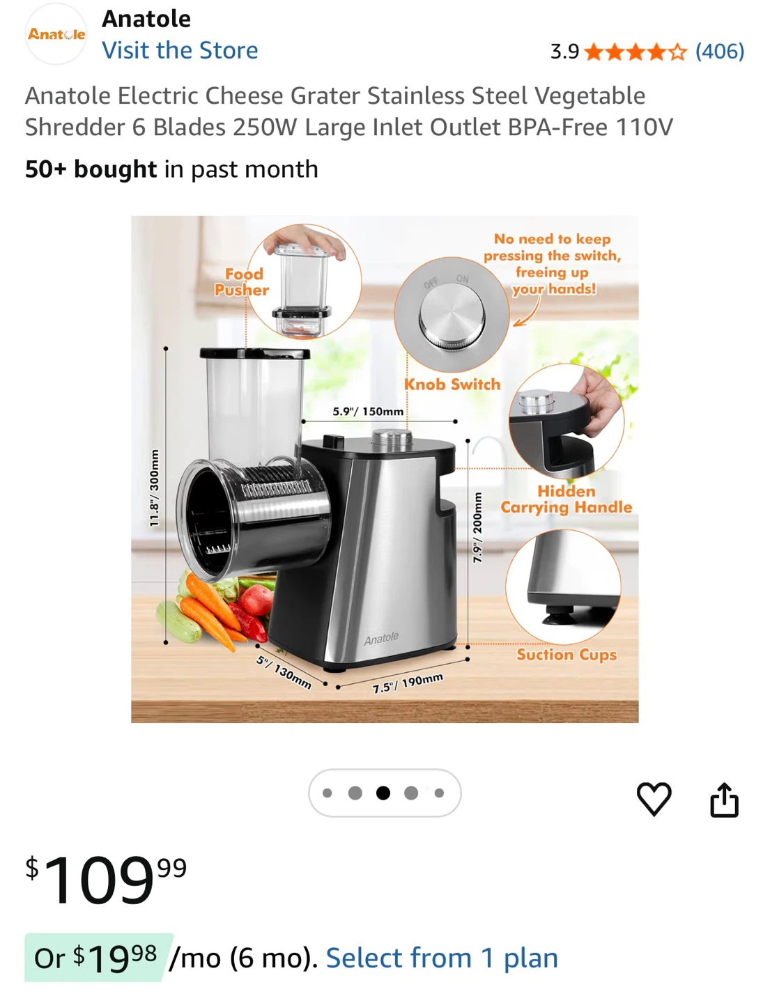 Anatole Electric Cheese Grater