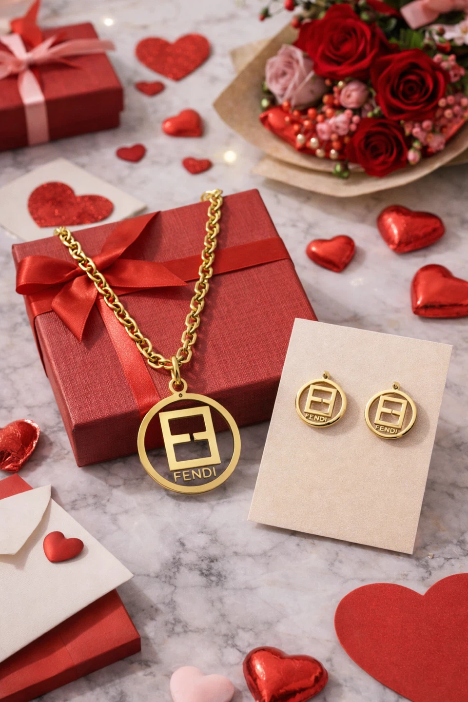 FENDI Necklace and Earrings Set stainless steel - photo 2