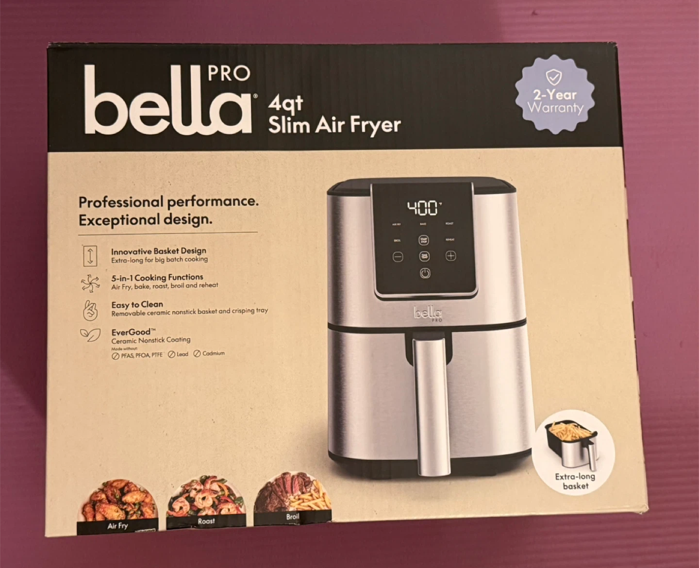 Bella Pro Series 4qt Slim Air Fryer🏆 Brand New