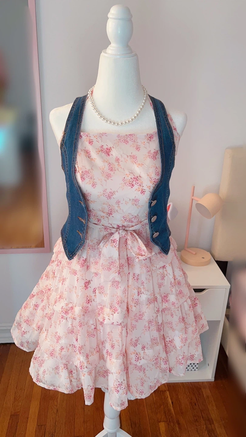 Trixxi Floral Halter Neck Ruffle Dress