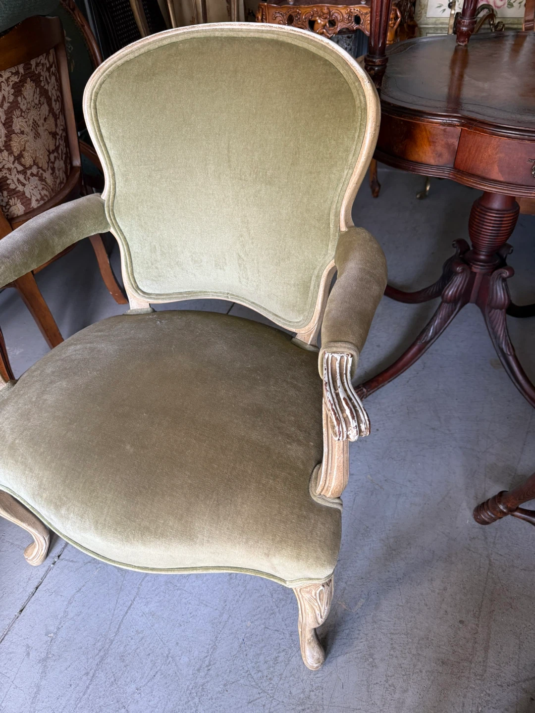 Vintage Accent French Armchair - Green Velvet - photo 3