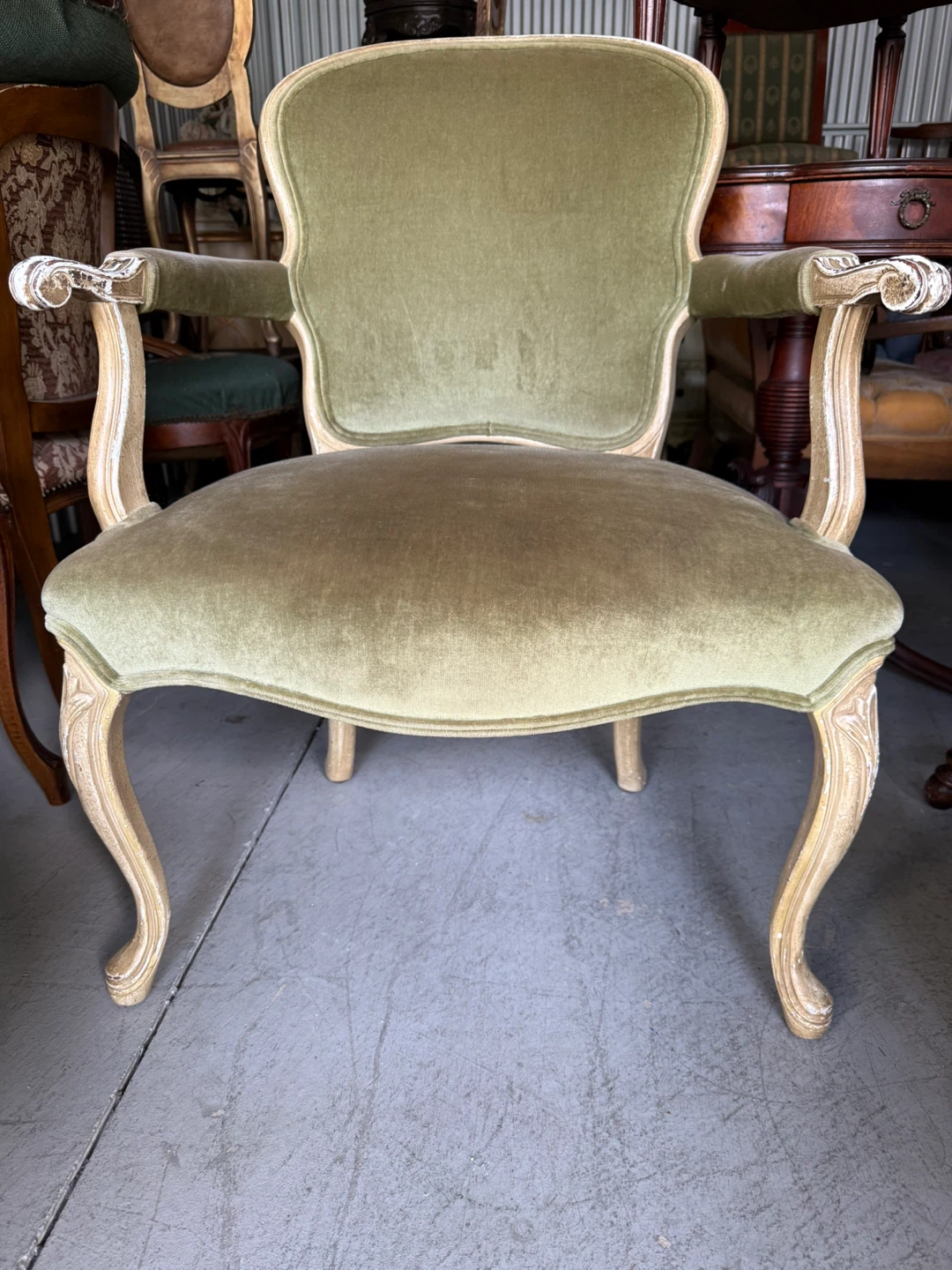 Vintage Accent French Armchair - Green Velvet - photo 5