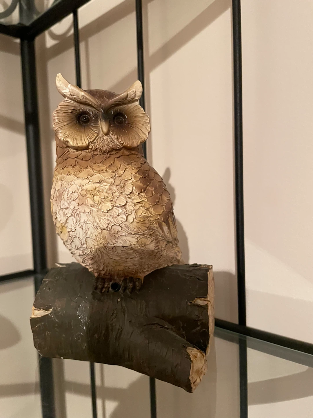 Owl Figurine on Log