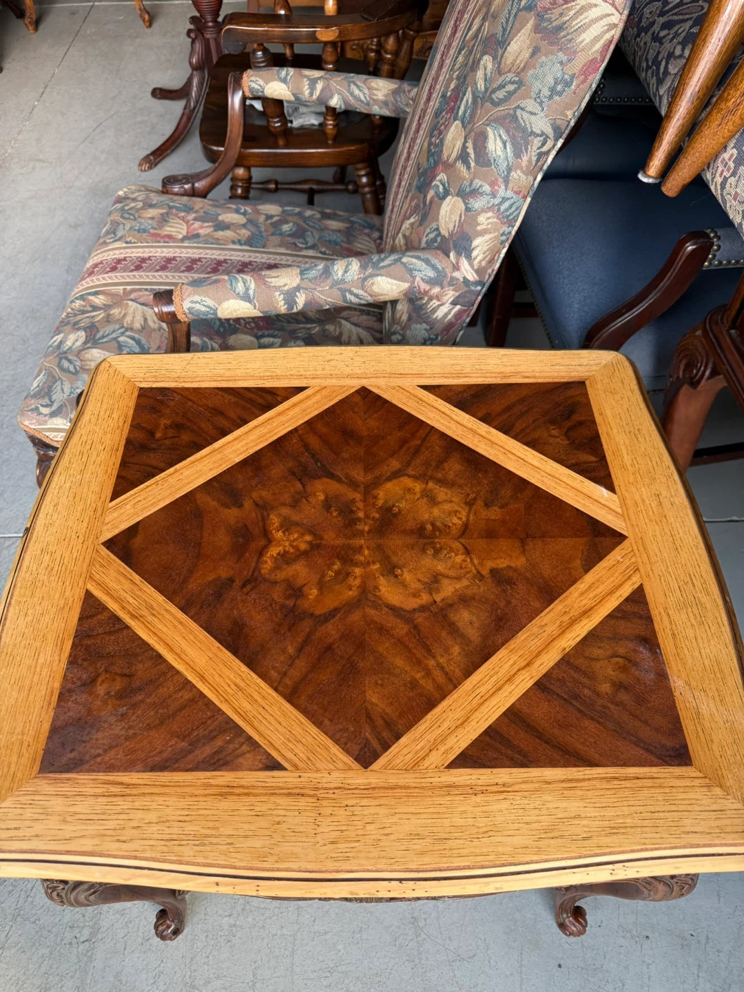 Vintage Marquetry Inlay Side Table - photo 2
