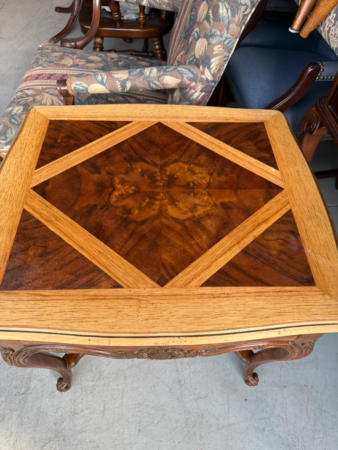Vintage Marquetry Inlay Side Table - photo 5