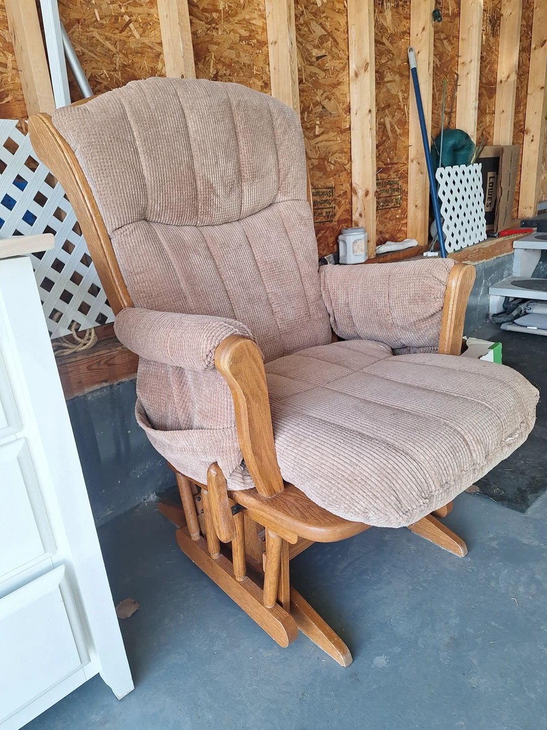 Comfortable Glider Rocking Chair - Light Brown Corduroy