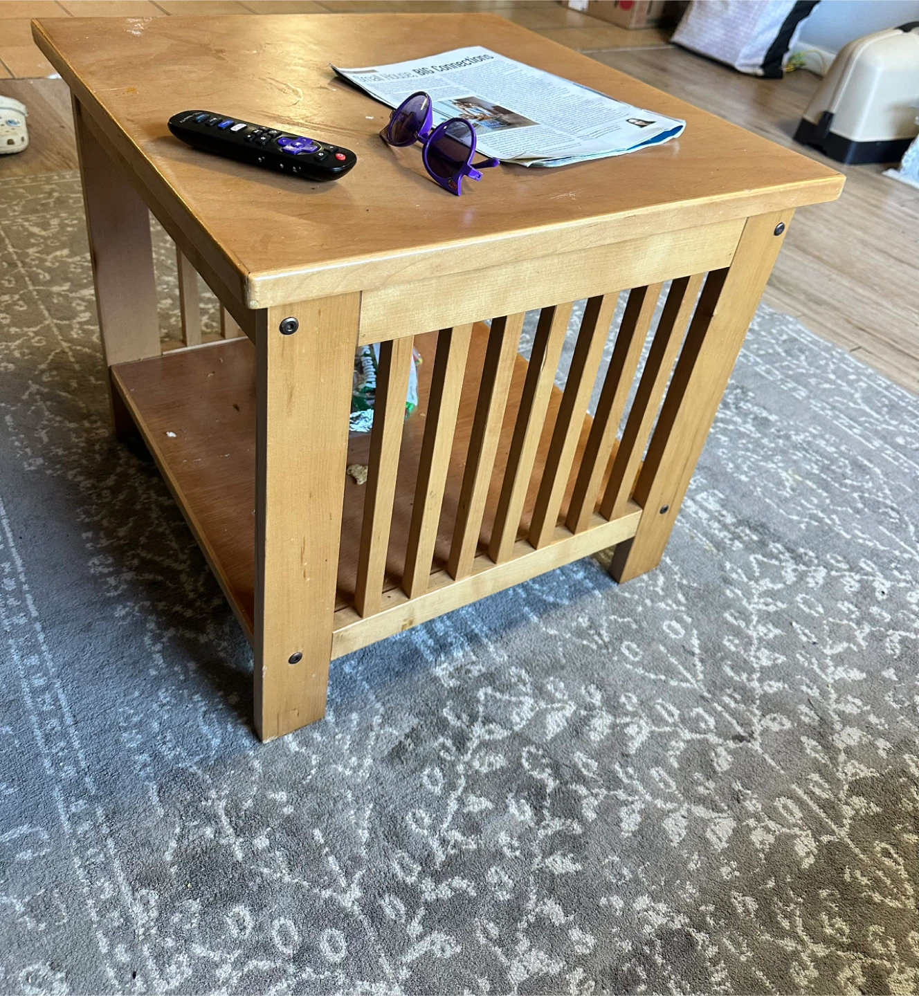Wooden End Table with Shelf