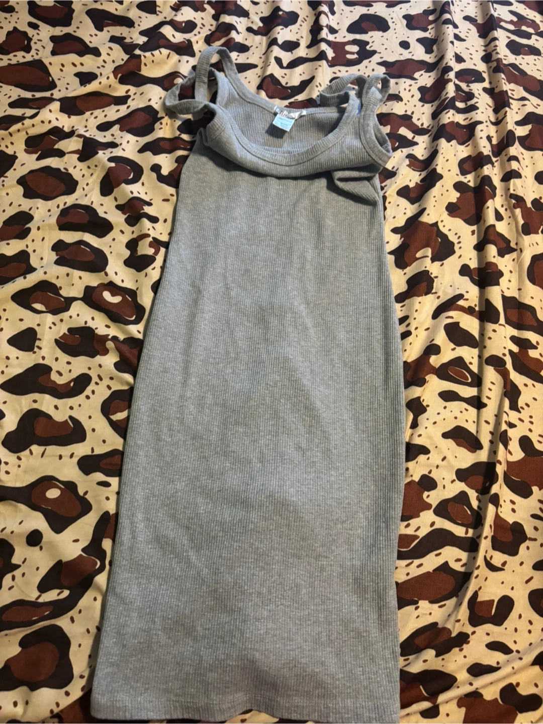 ReVamped Grey Ribbed Tank Dress Size M