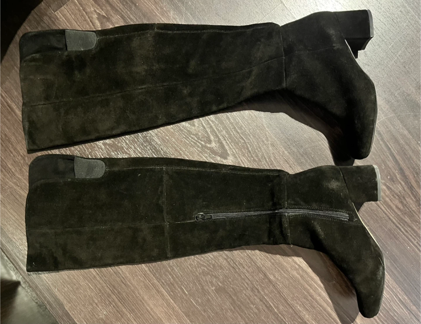 Black Suede Knee-High Boots