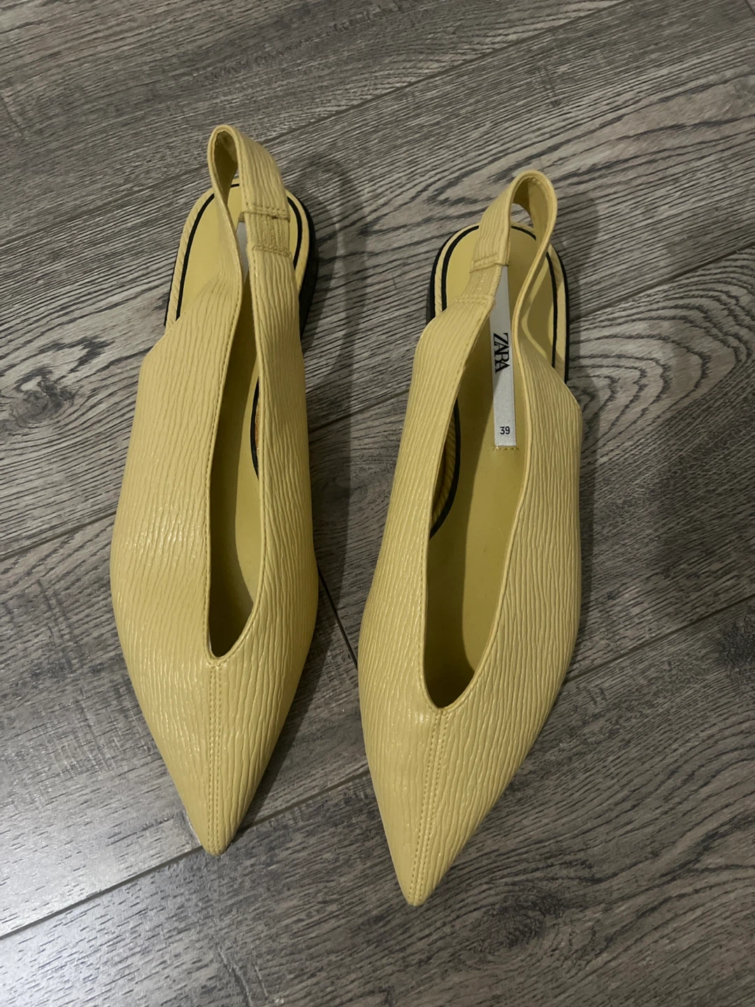 ZARA Yellow Slingback Flats Size 39