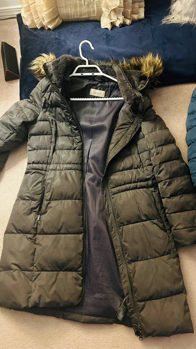 Puffer Coat with Fur Trimmed Hood