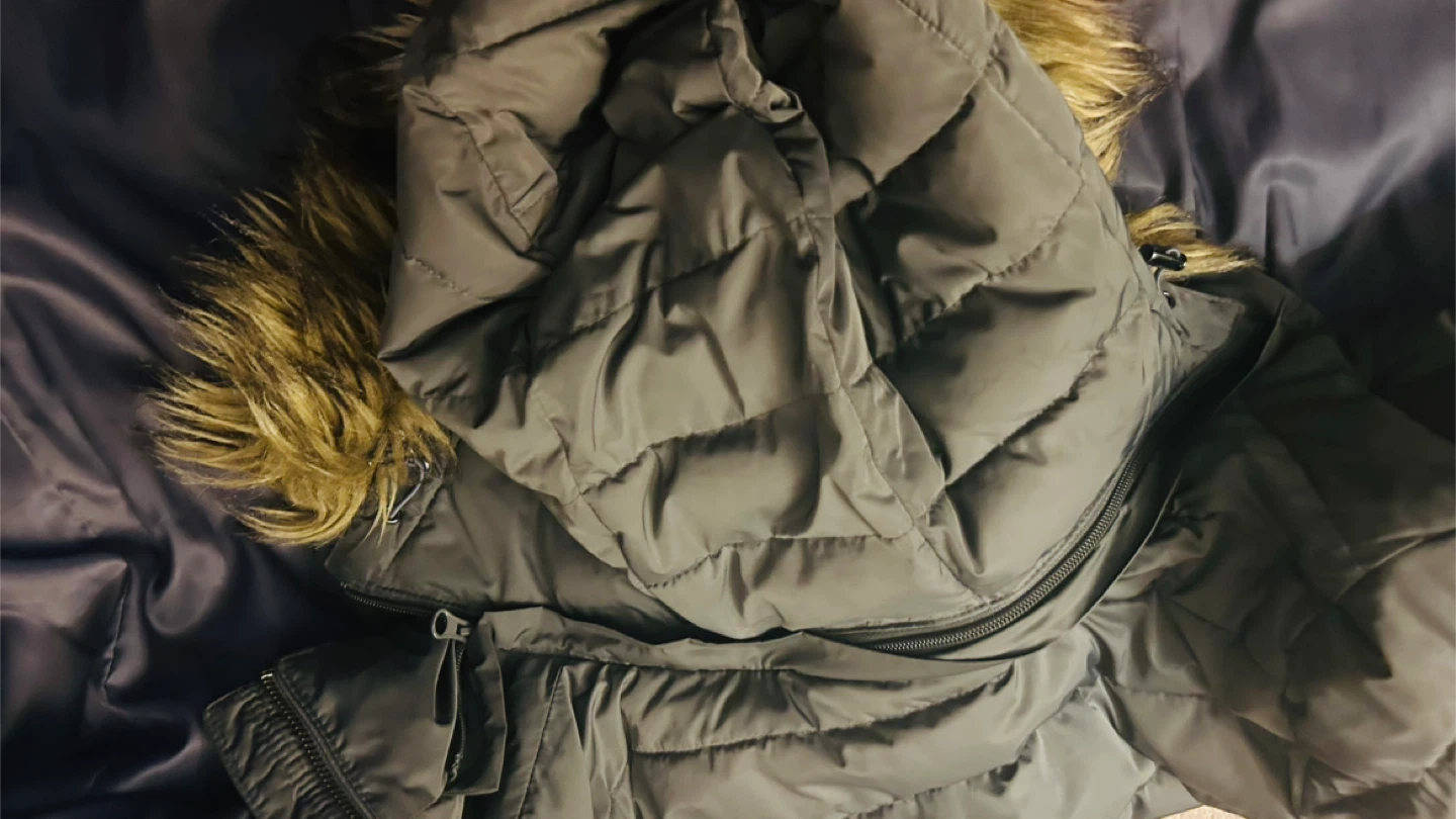 Puffer Coat with Fur Trimmed Hood - photo 3