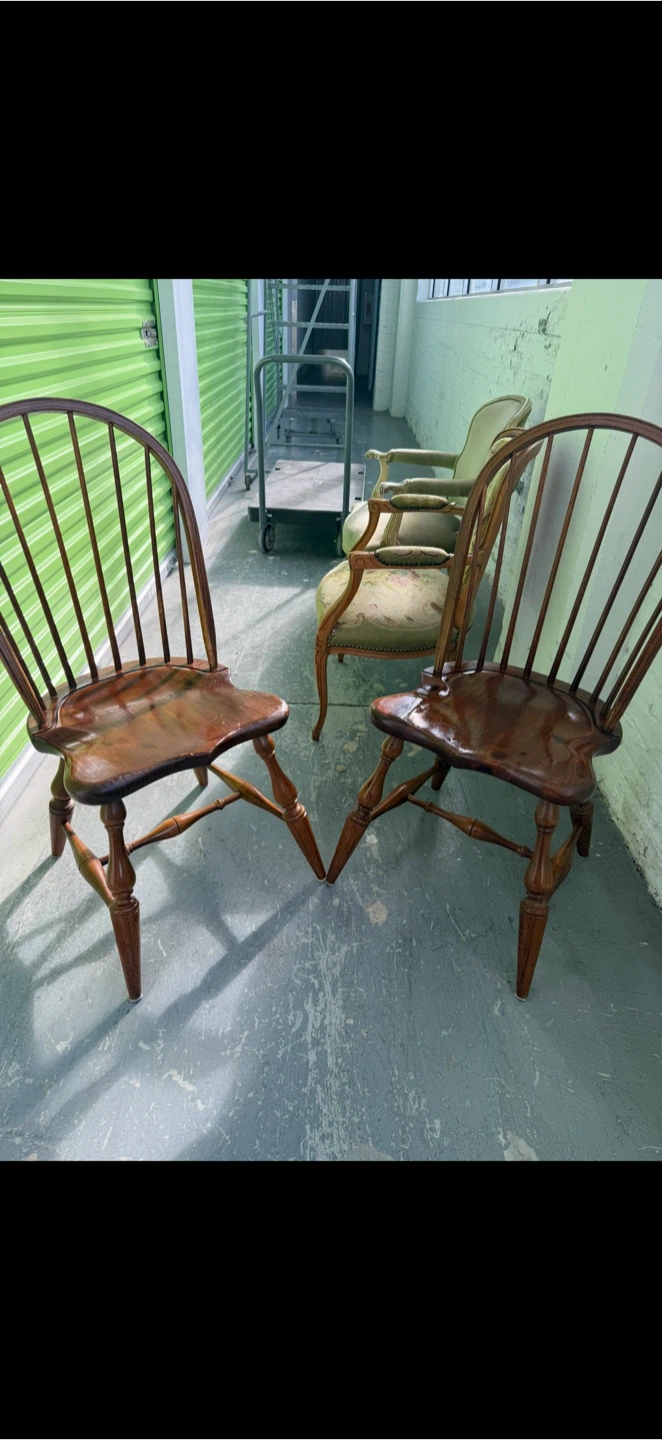 Vintage Wooden Spindle Back Chairs (Set of 2)