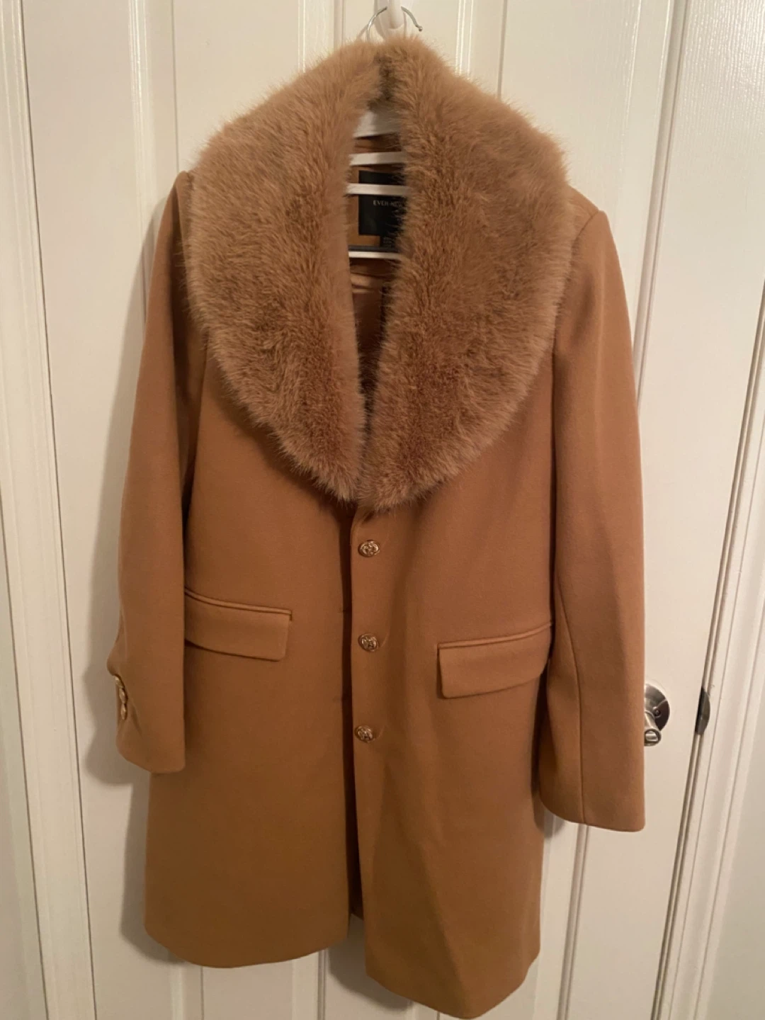Ever New Lucinda Short Fur Collar Coat – Camel ( New)