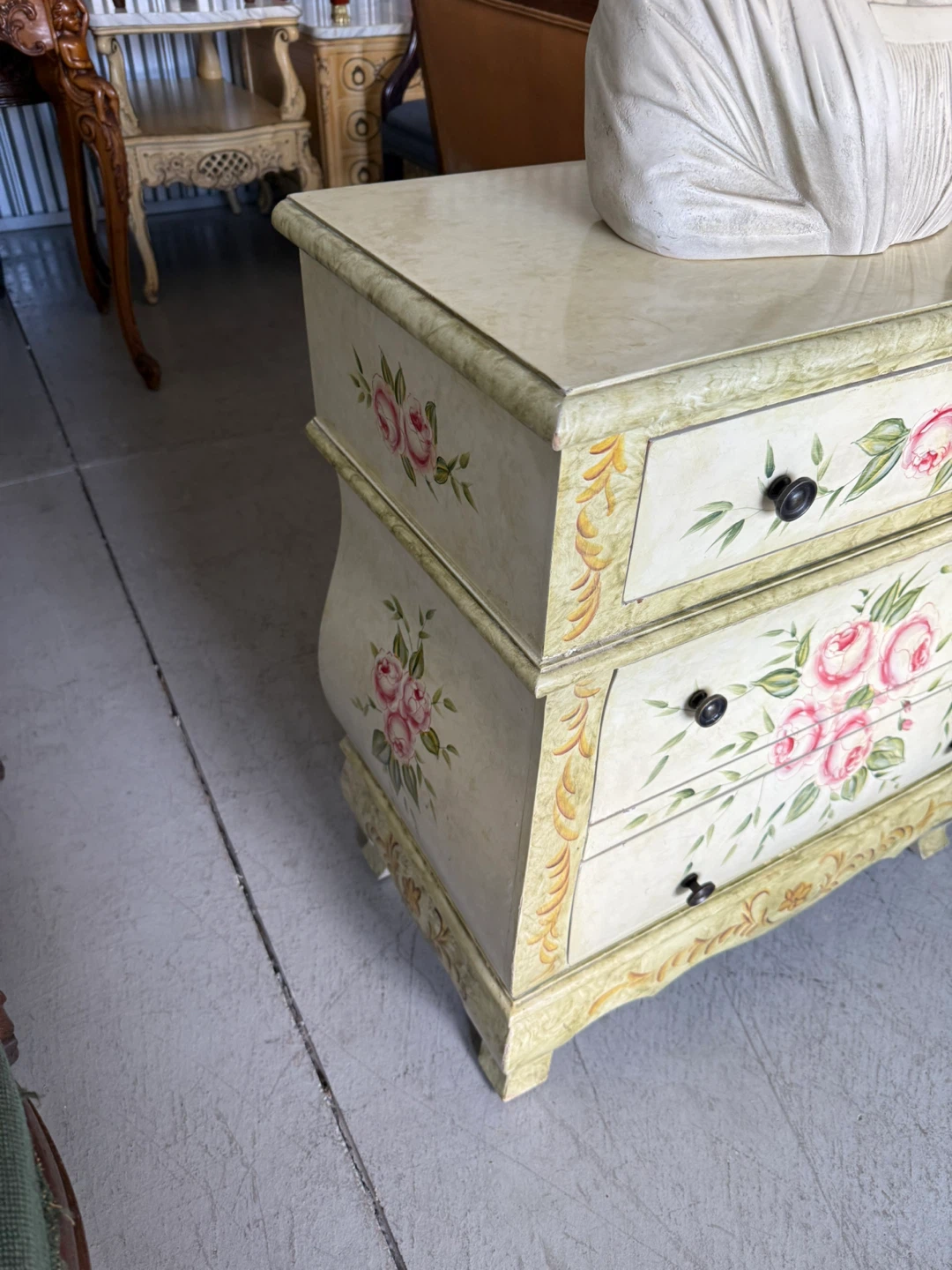 Vintage Hand-Painted Rose Dresser Chest - photo 3
