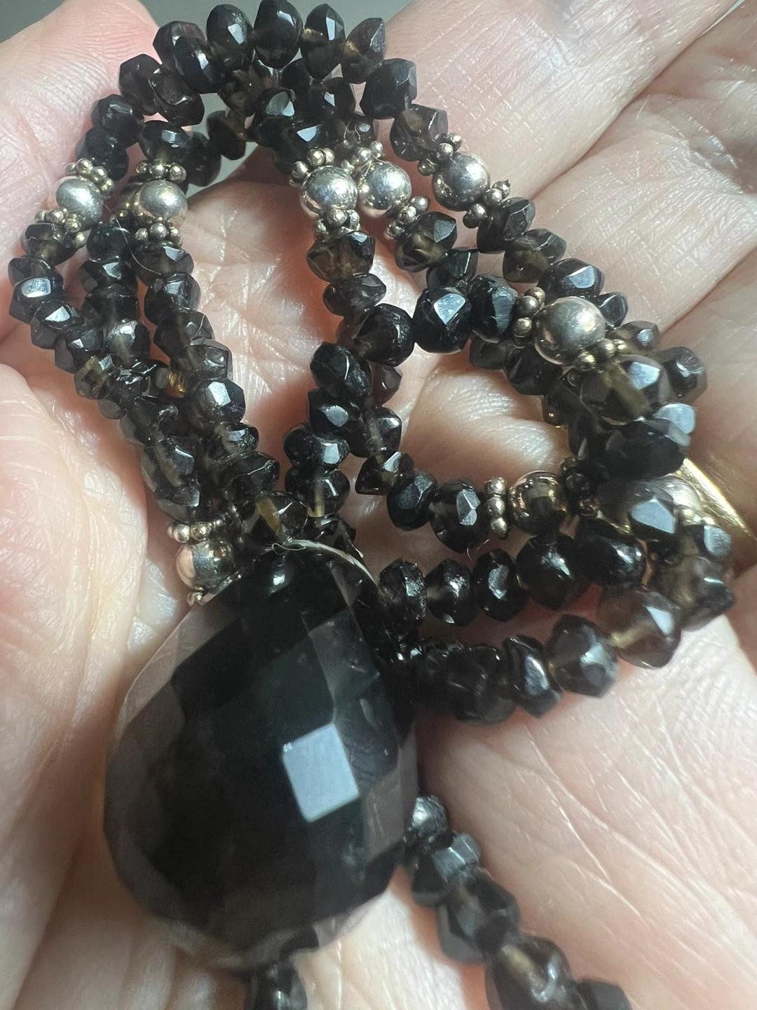 925 silver and smoky topaz necklace