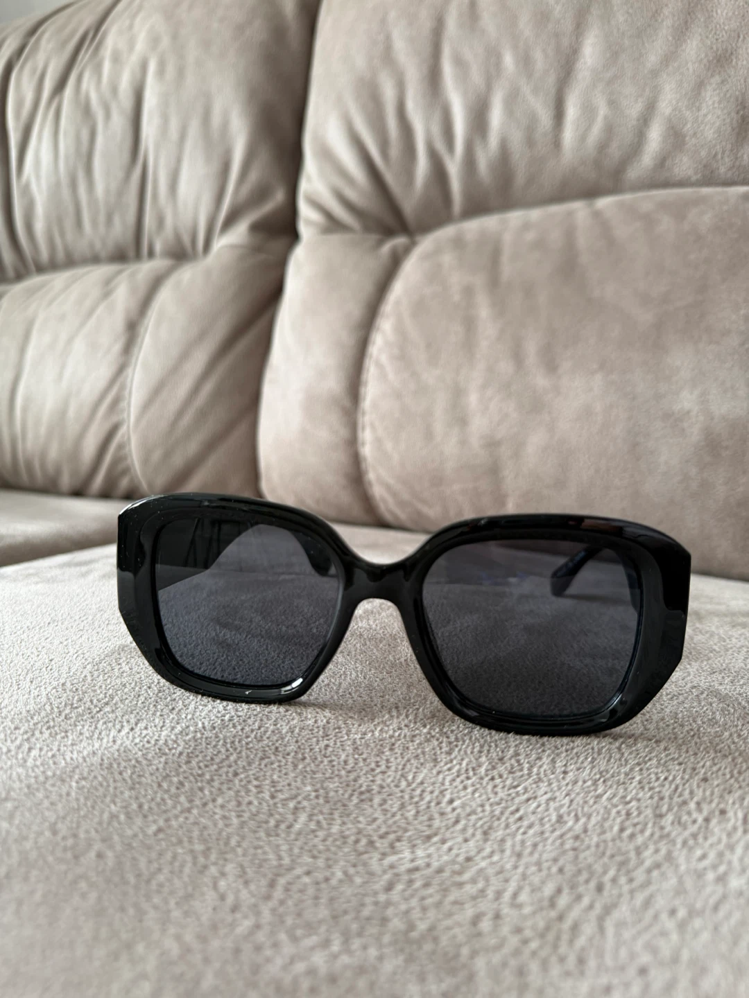 Black Oversized Square Sunglasses with Gold Accent