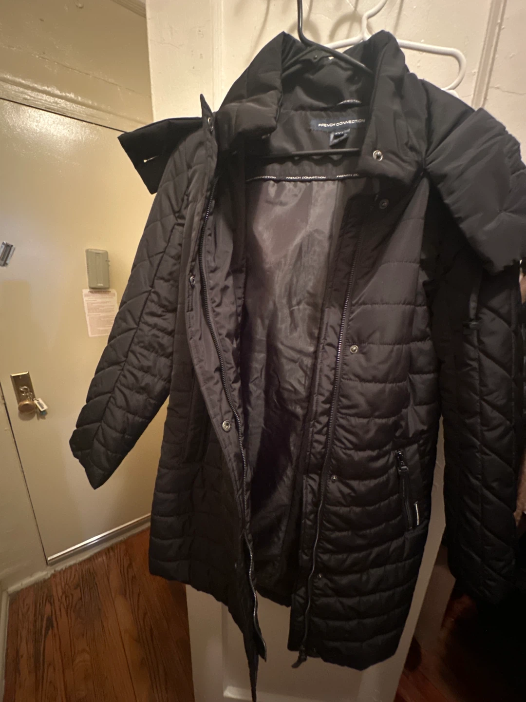 French Connection Quilted Hooded Winter Coat