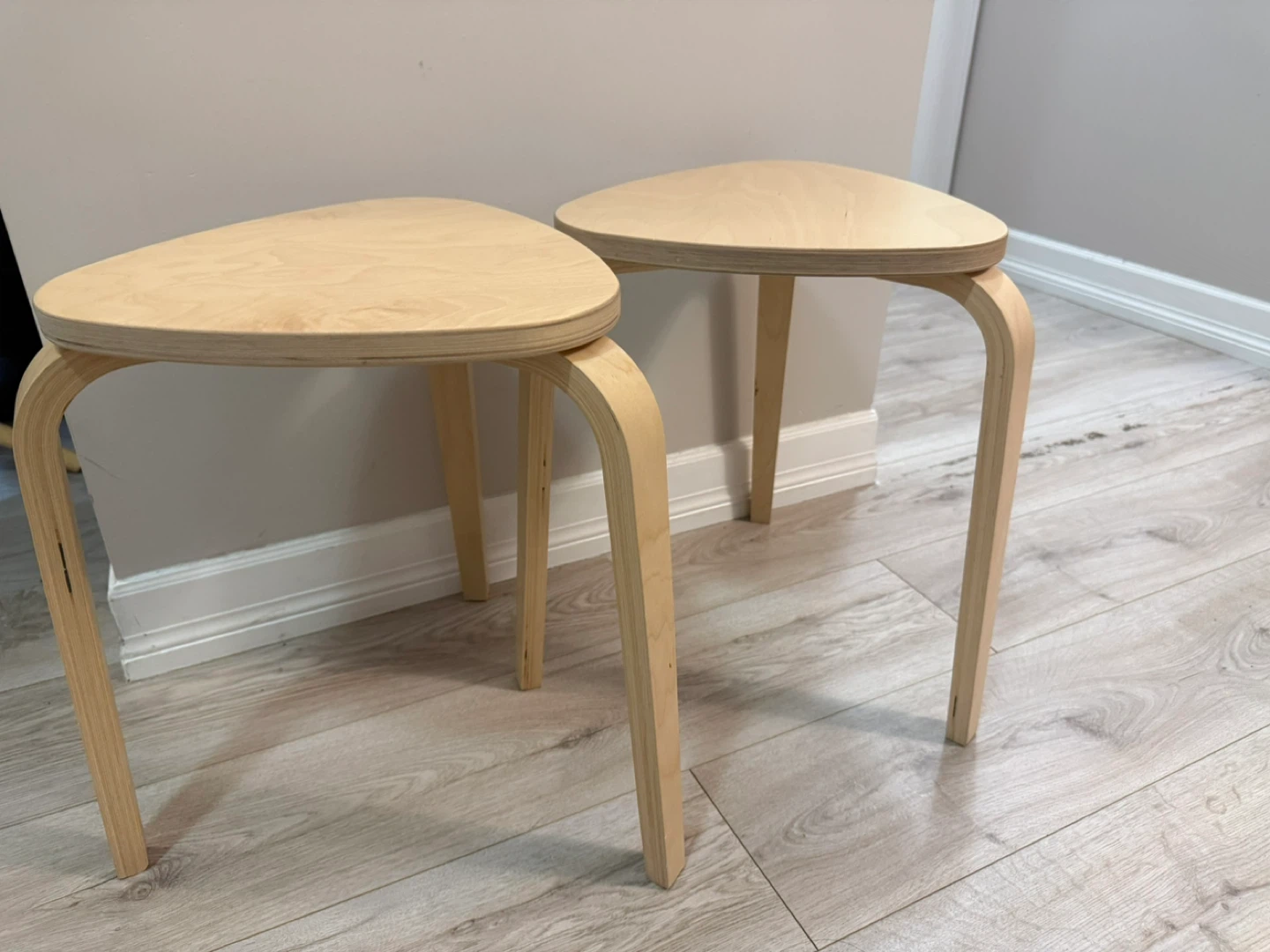 Set of 2 Wooden Stools