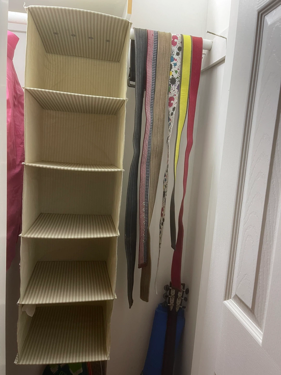 5-shelves hanging closet organizer with a pinstripe pattern - photo 3