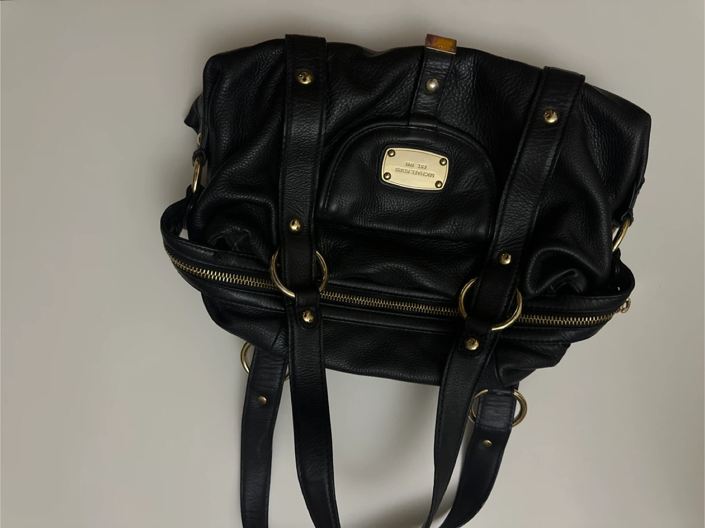 Michael Kors Black Leather Satchel Handbag