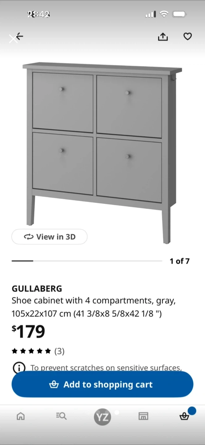 IKEA GULLABERG Shoe Cabinet with 4 Compartments - White. - photo 4