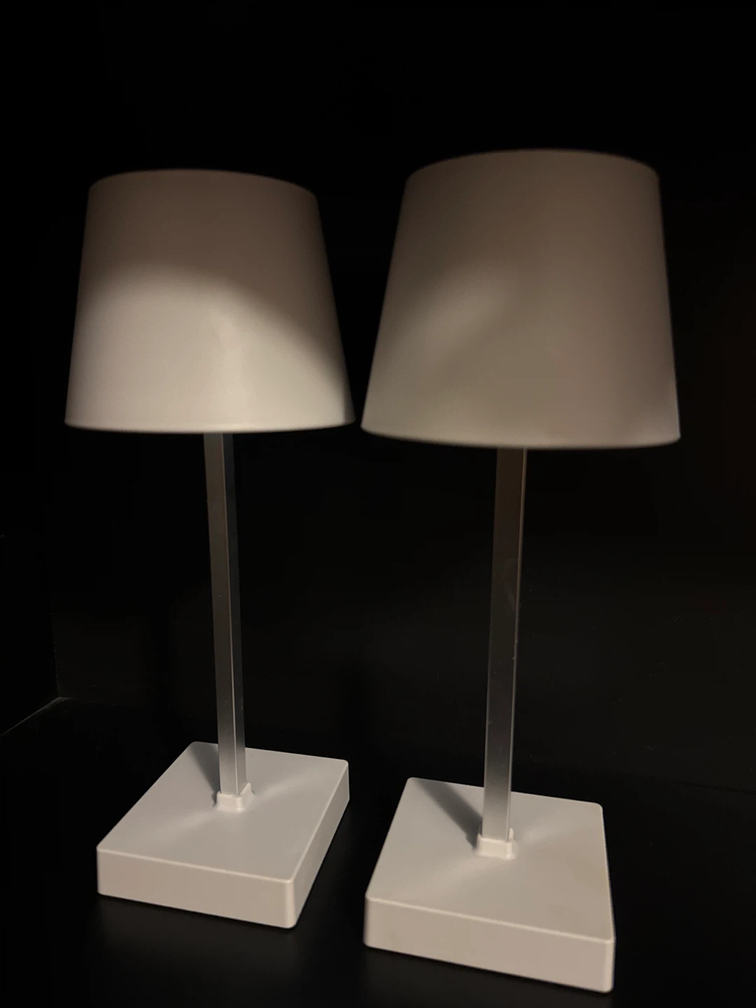 Pair of Battery Powered White Table Lamps