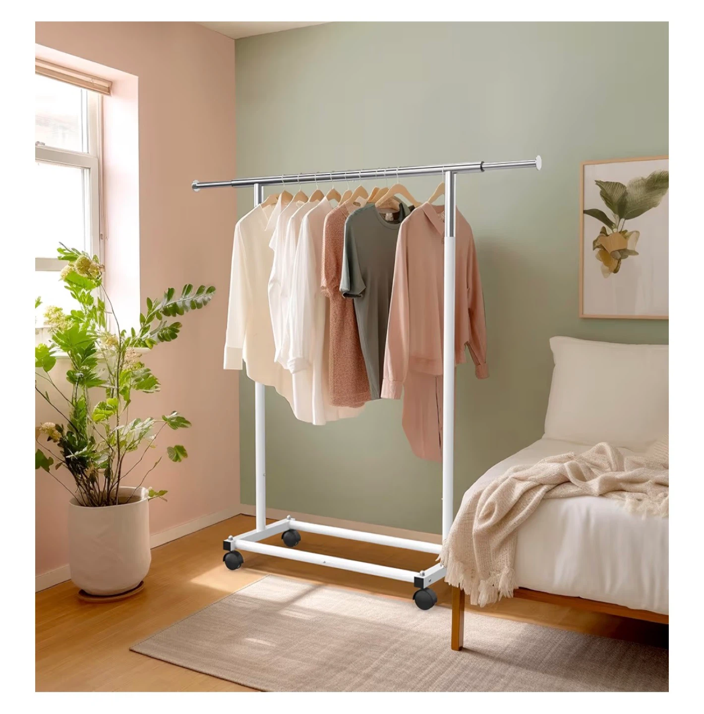 Simple Houseware Rolling Garment Rack