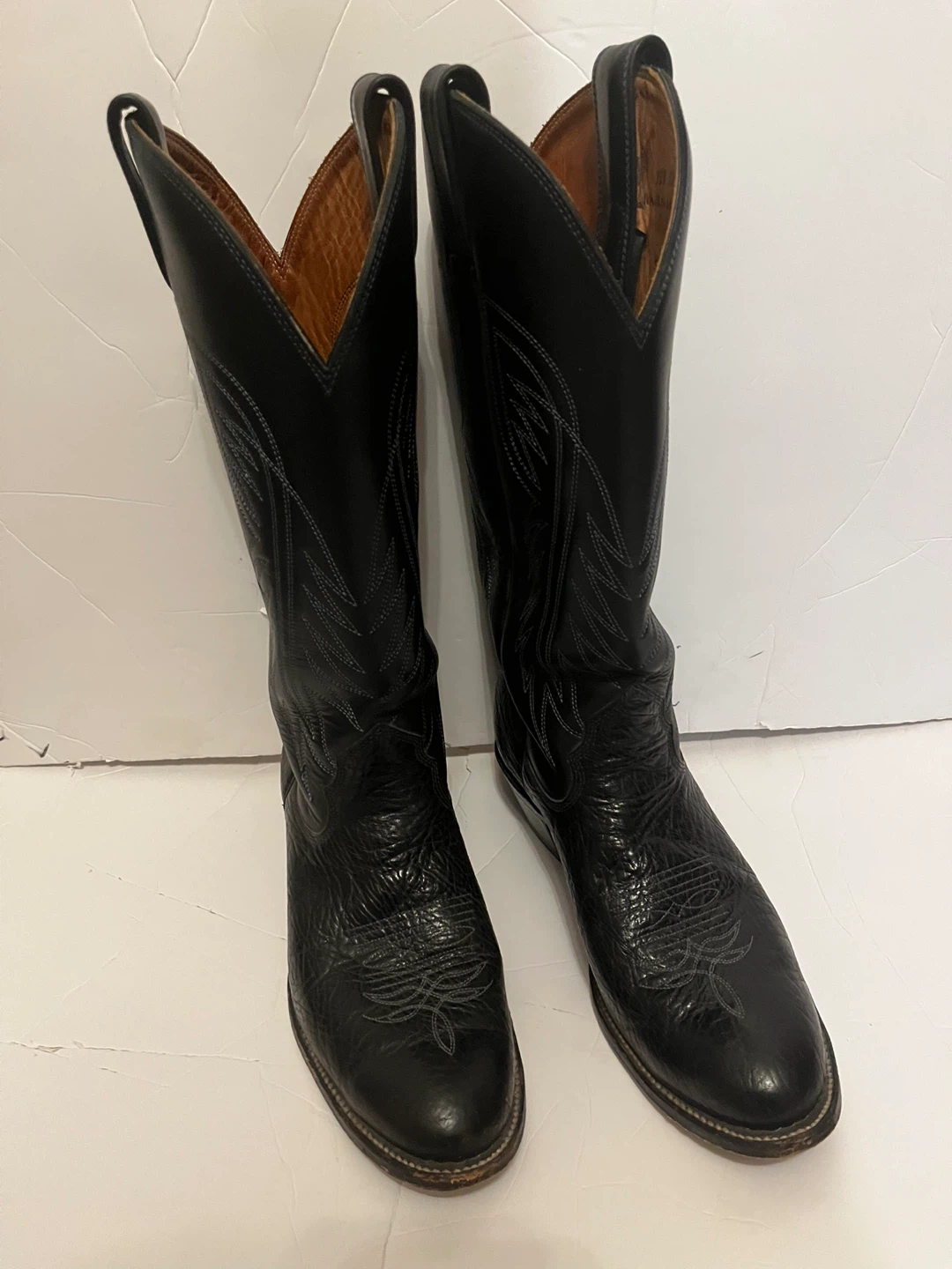 Alberta Black Leather Cowboy Boots