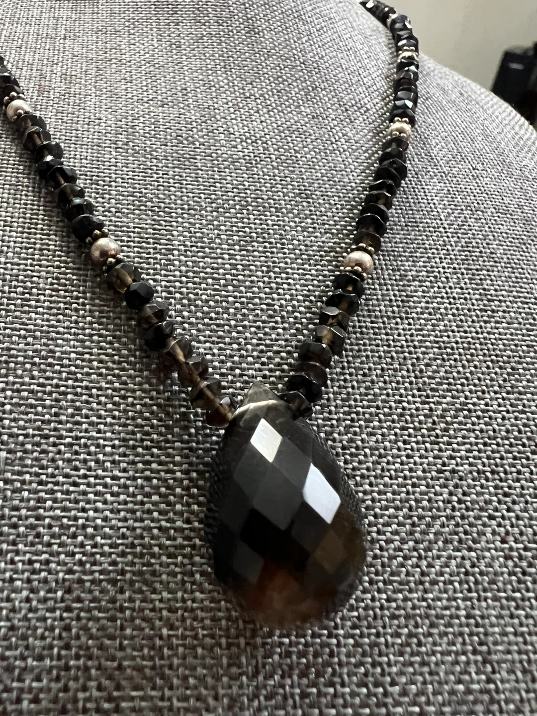 925 silver and smoky topaz necklace - photo 5