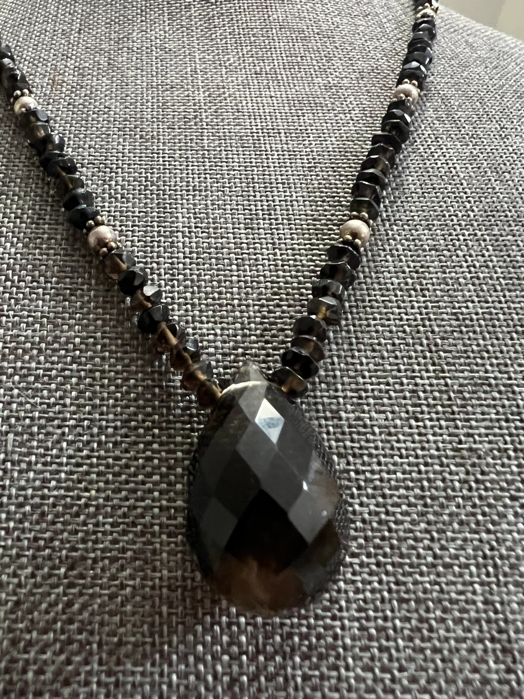 925 silver and smoky topaz necklace - photo 4