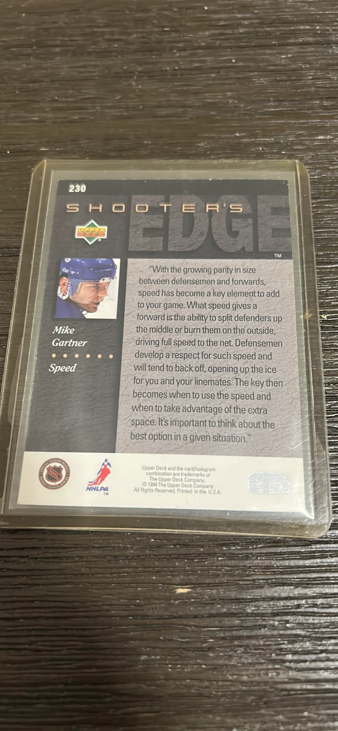 Mike Gartner Signed Hockey Card - Upper Deck Shooters Edge - photo 2