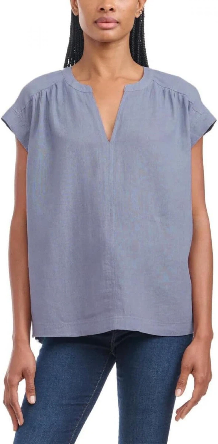 NEW! Splendid Linen Blend V-Neck Cap Sleeve Top - Size L