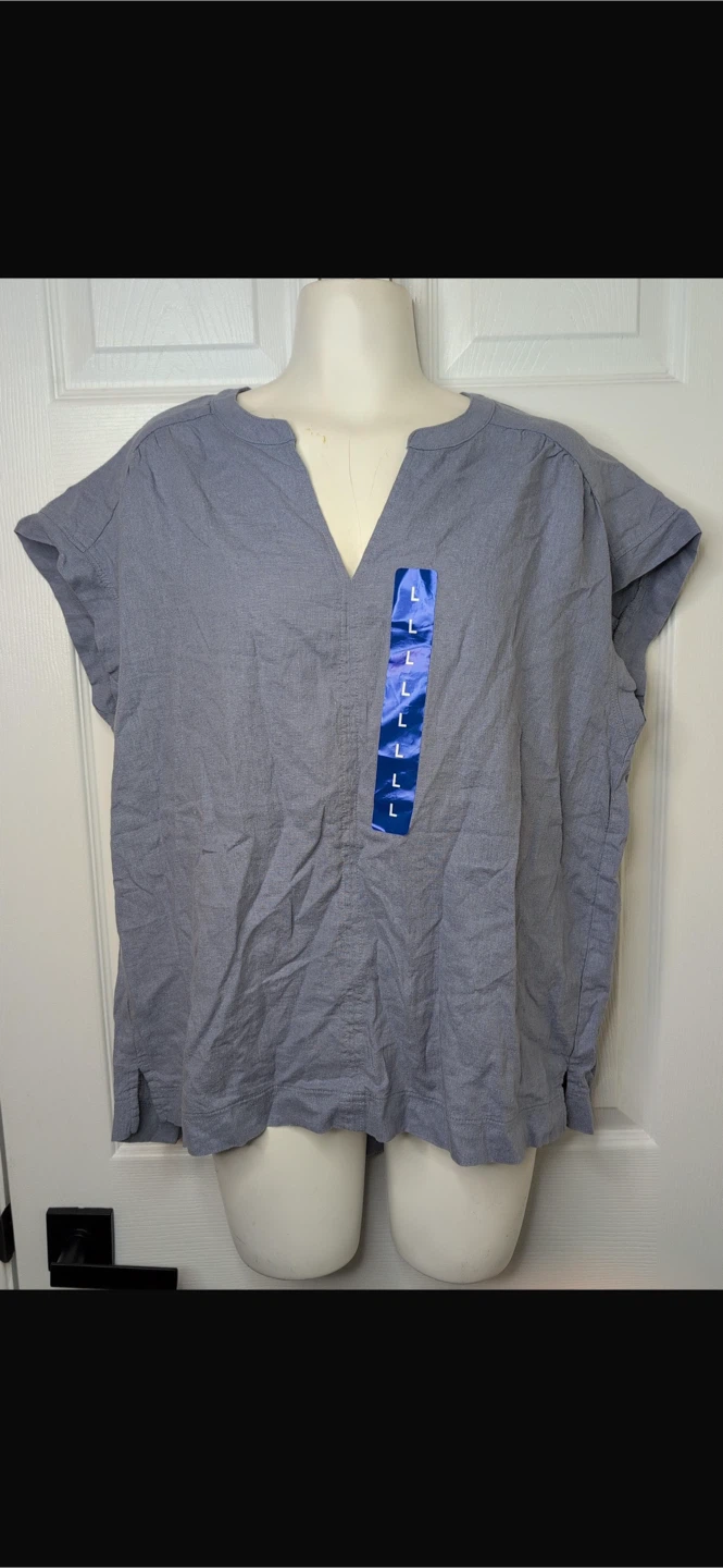 NEW! Splendid Linen Blend V-Neck Cap Sleeve Top - Size L - photo 4