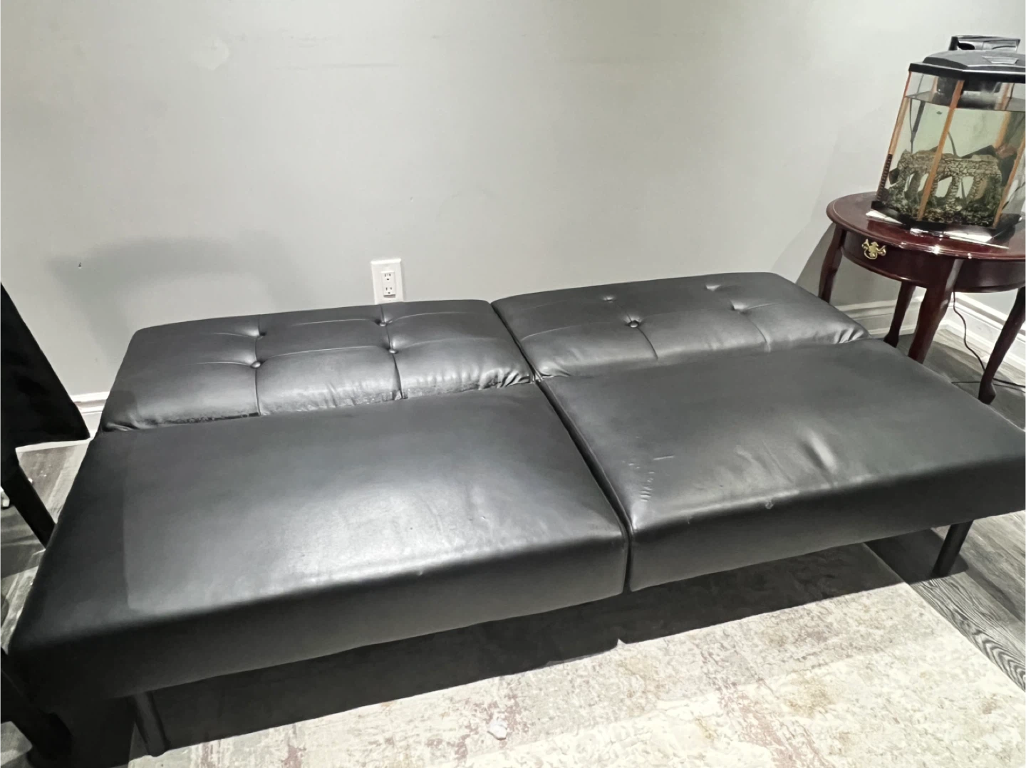 Black Faux Leather Futon Sofa Bed - photo 2