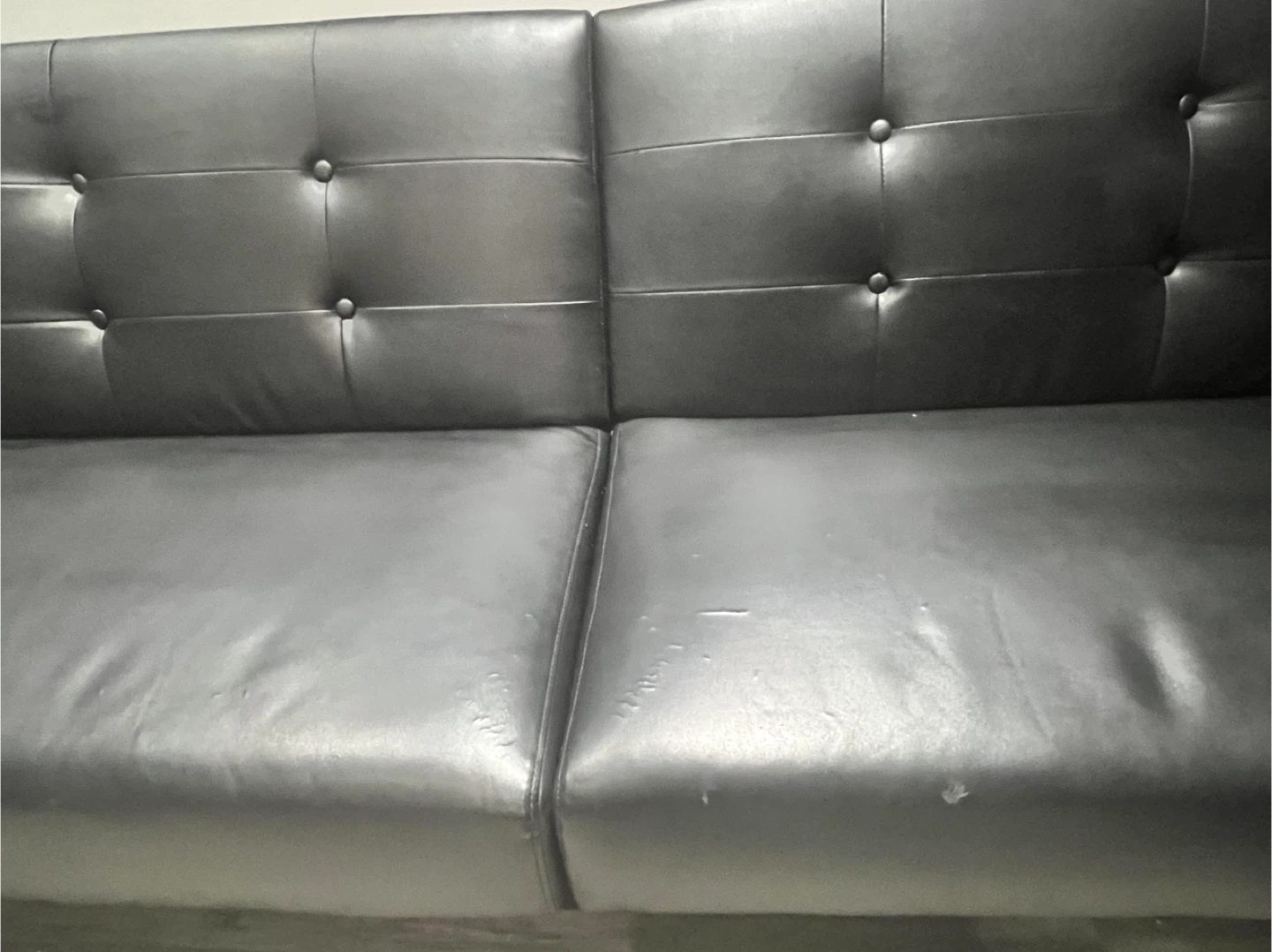 Black Faux Leather Futon Sofa Bed - photo 4