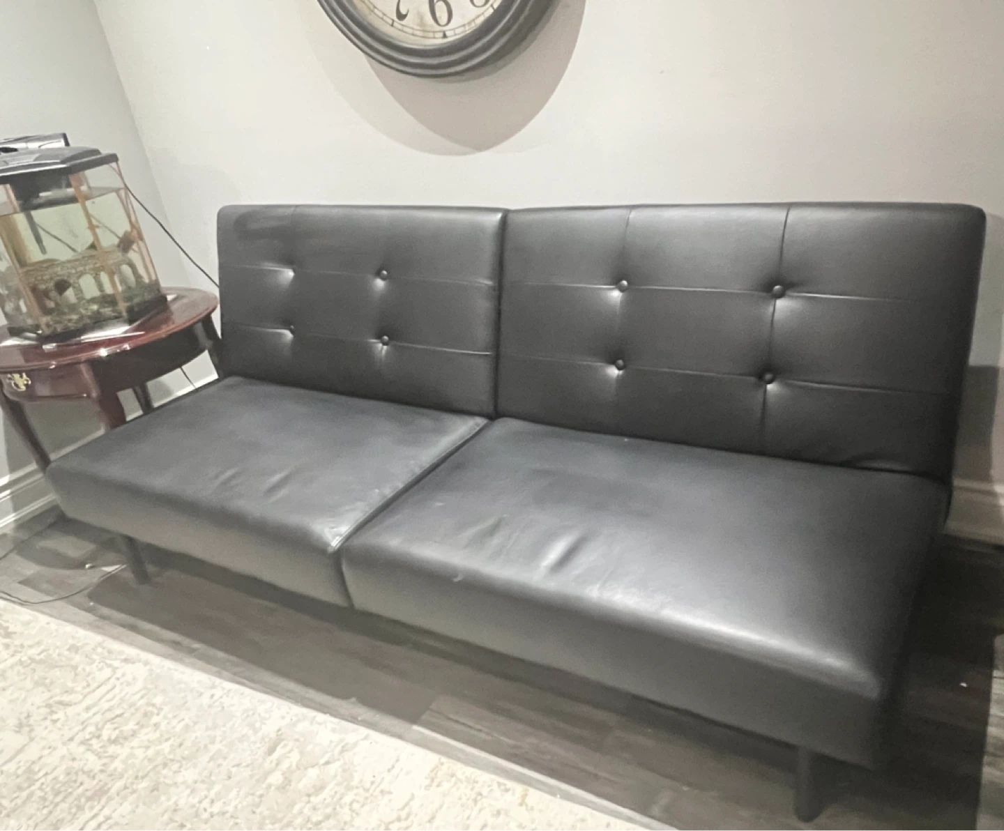 Black Faux Leather Futon Sofa Bed - photo 3