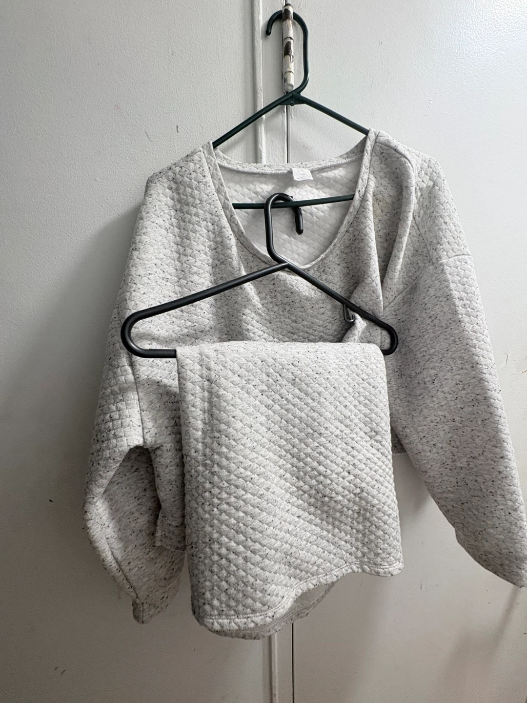 Gray Quilted Sweatshirt and Pants Set