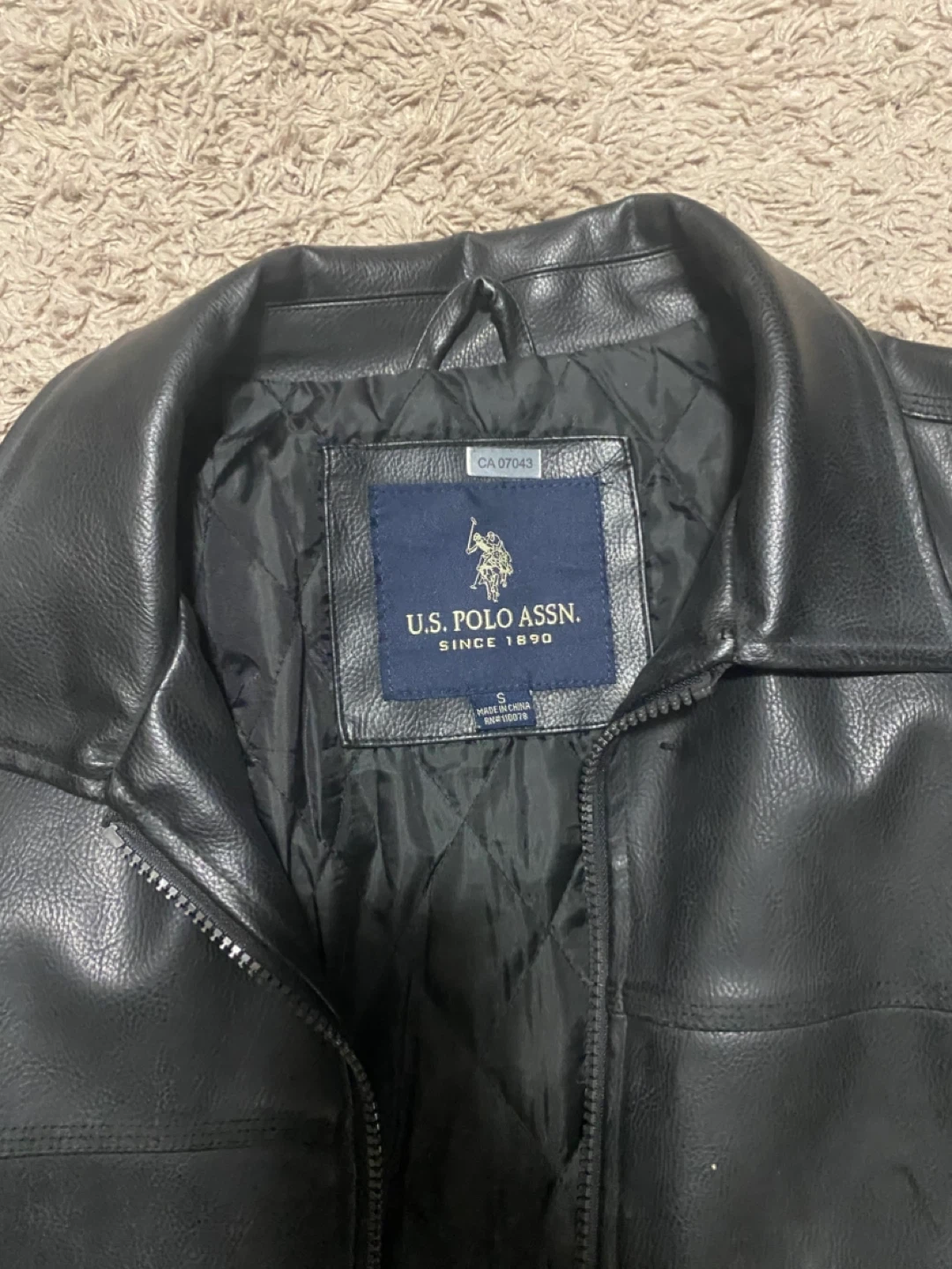 U.S. Polo Assn. Black Faux Leather Jacket - Size S - photo 2