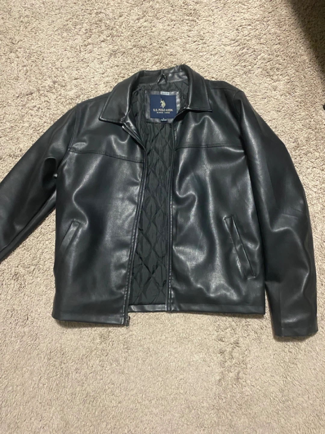 U.S. Polo Assn. Black Faux Leather Jacket - Size S