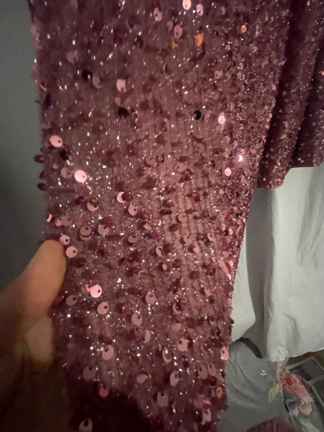 UNITHORSE Pink Sequin Flare Sleeve Gown - photo 4
