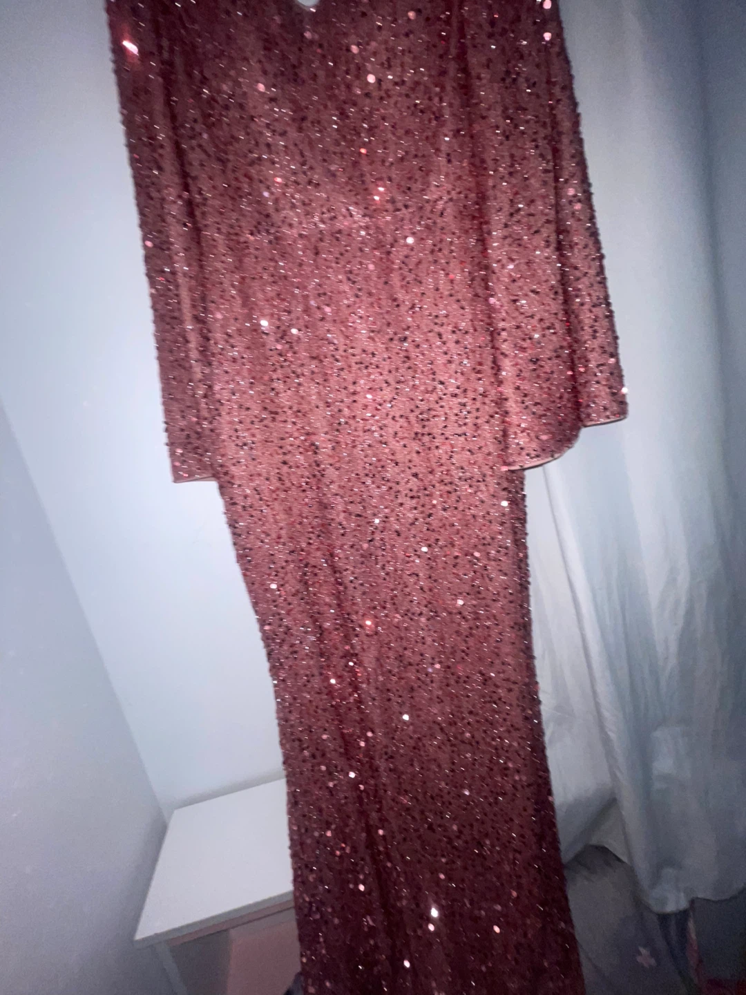UNITHORSE Pink Sequin Flare Sleeve Gown - photo 5