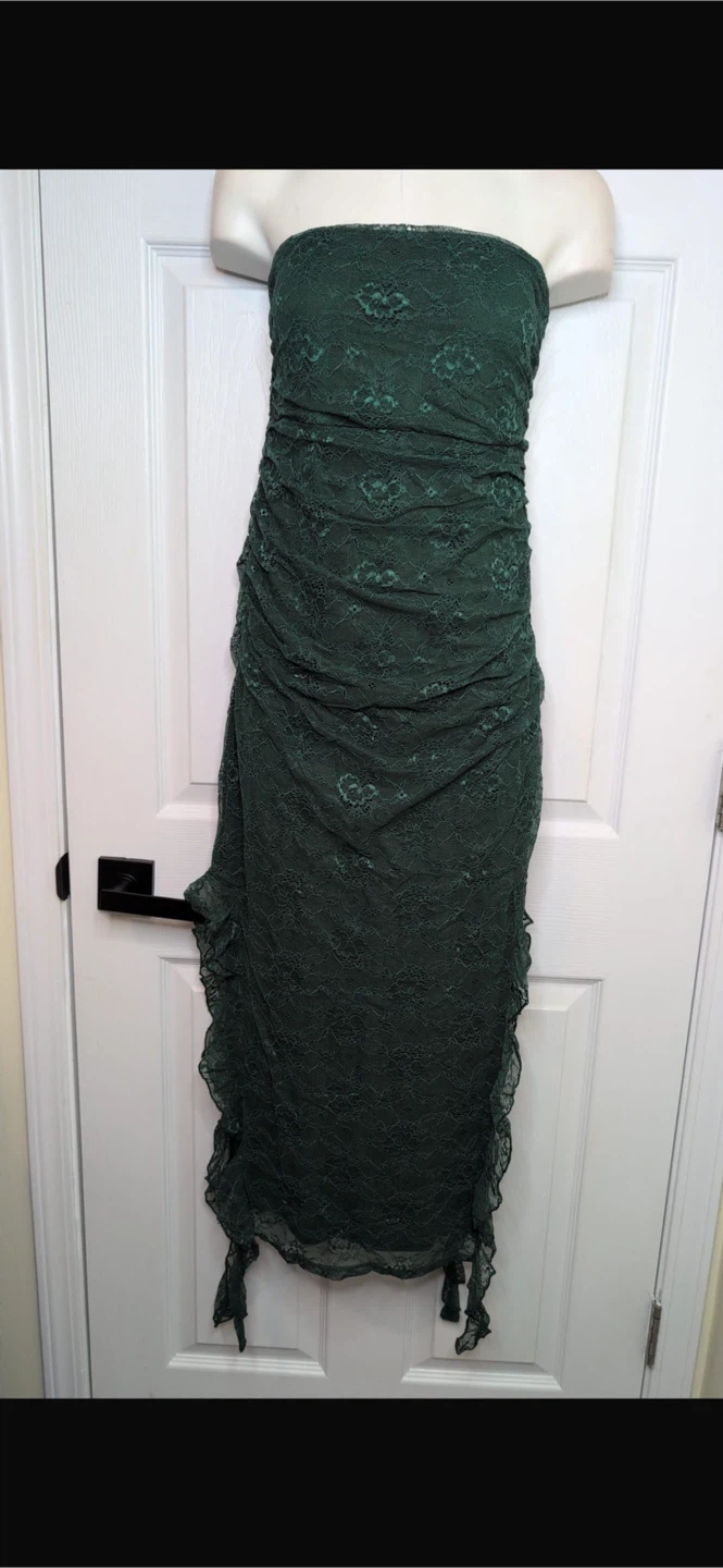 NEW! MEROKEETY Strapless Bodycon Sexy Lace Lace Ruched Dress - photo 5