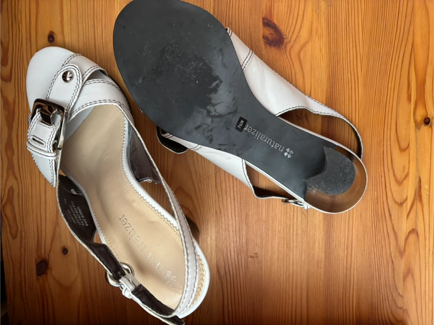 🏆 Naturalizer Women's White Slingback Heels Size 7.5 - photo 3