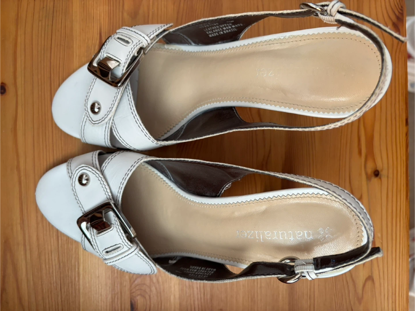 🏆 Naturalizer Women's White Slingback Heels Size 7.5 - photo 2