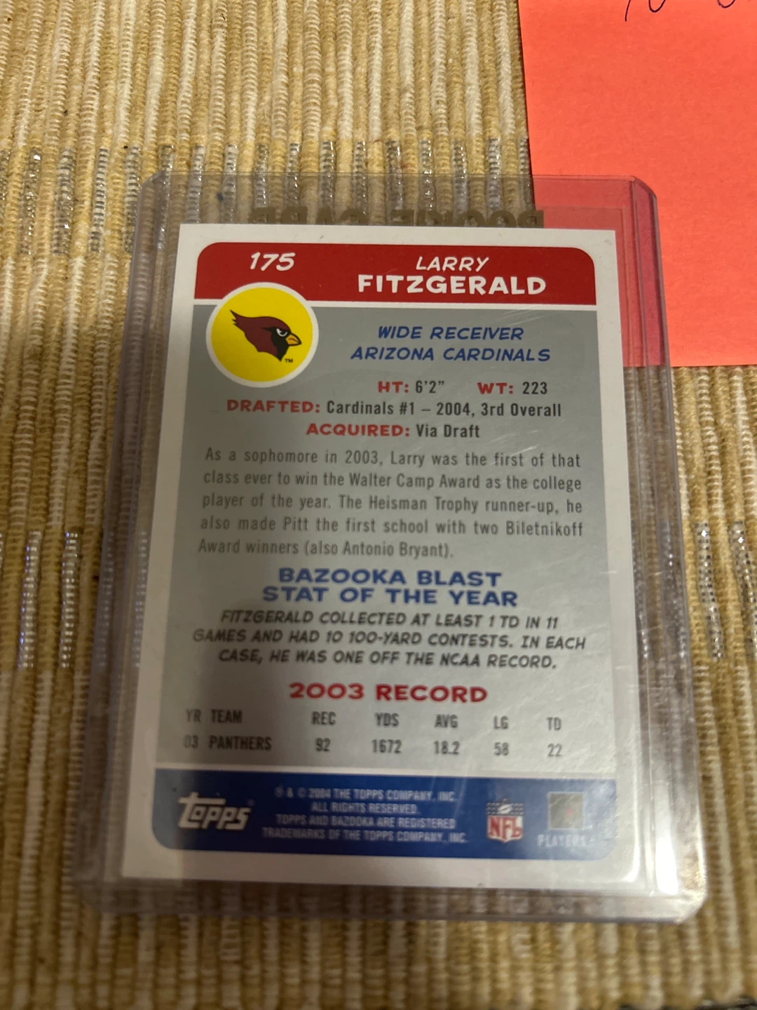 Larry Fitzgerald 2004 Rookie Card - Arizona Cardinals - photo 2