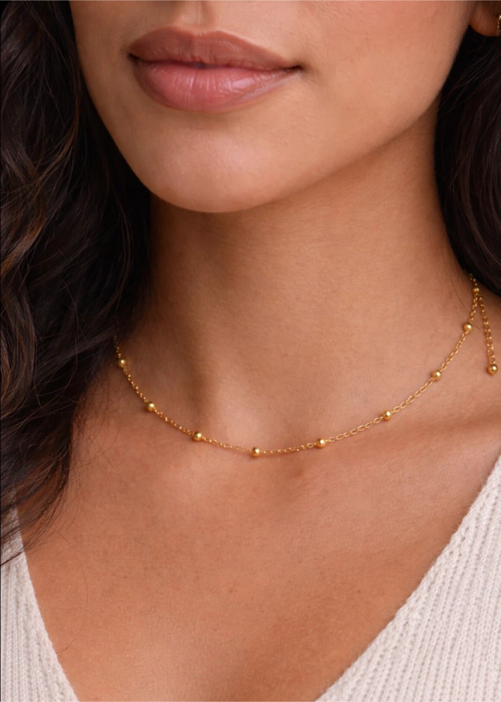Gold Beaded Choker Necklace